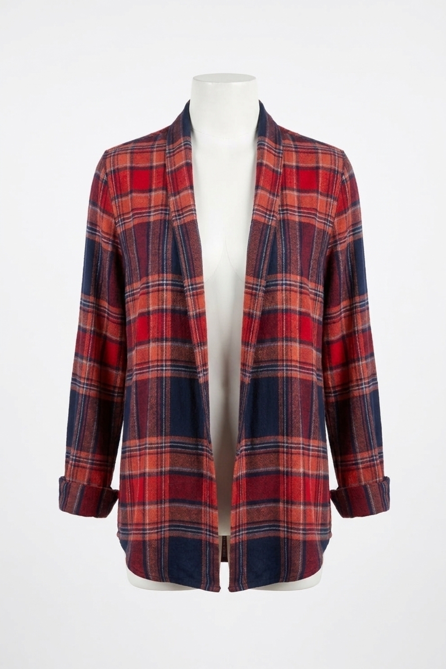 NEW GRACE AND LACE reversible plaid shirt in red / navy